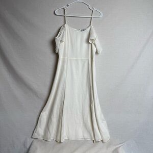 H Halston 163258 Women's Cold Shoulder Midi A-Line Dress Ivory Sz. 8